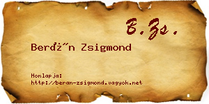 Berán Zsigmond névjegykártya